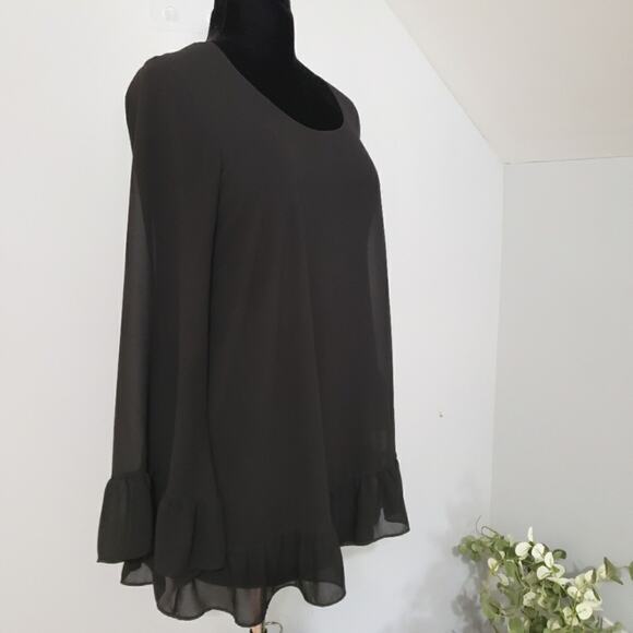 Show Me Your Mumu Little Black Semi Sheer Lined Mini Swing Tunic Dress Medium - Picture 2 of 9